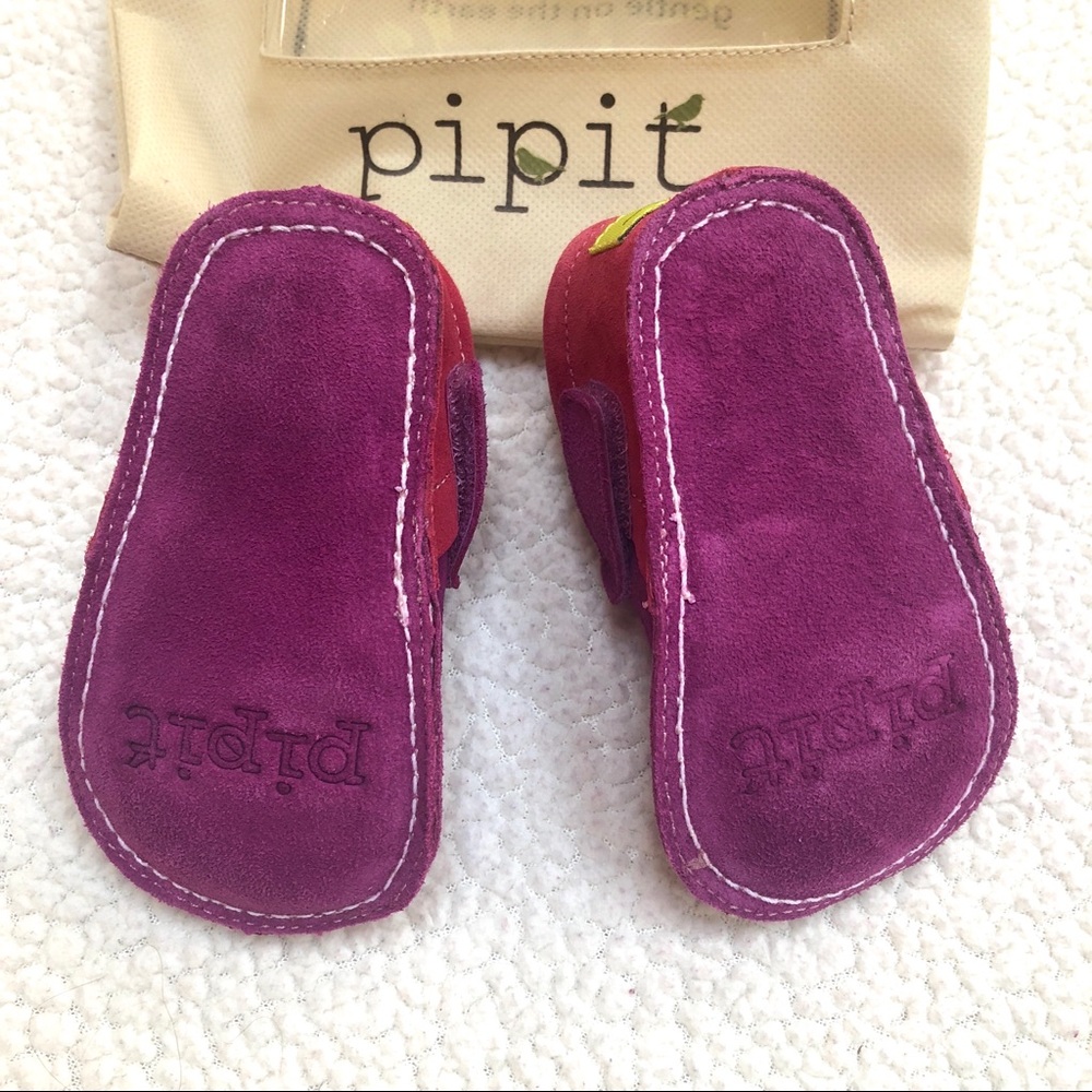 Pipit Suede Flower Fuchsia Strawberry Baby Shoes 4 - Picture 7 of 12